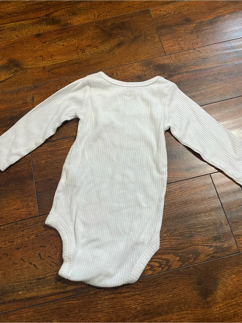 Carter's White Ribbed Long-Sleeve Baby One-Piece Bodysuit